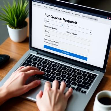 Person filling out an online form on a laptop.